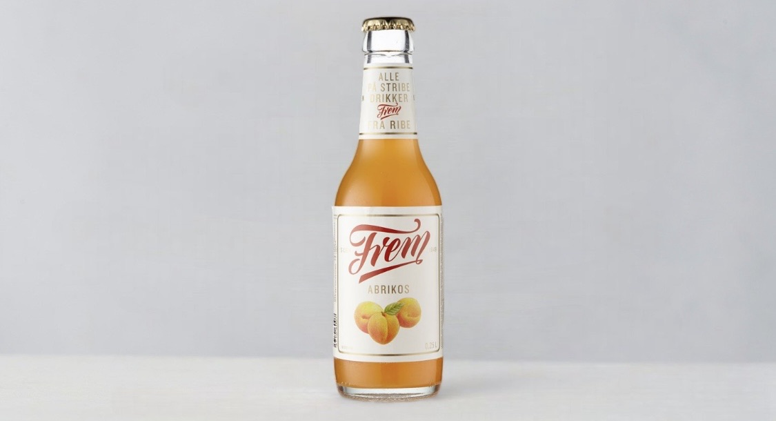 25 cl. abrikos sodavand fra Frem